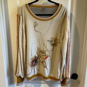 Contrast eyelet pullover top